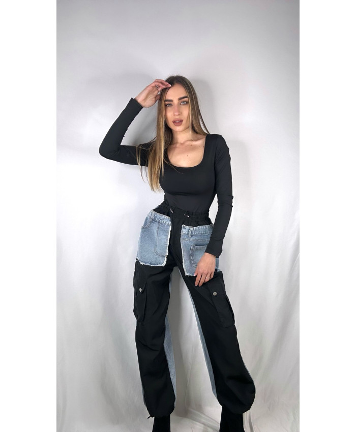 PANTALÓN COMBINADO NEGRO
