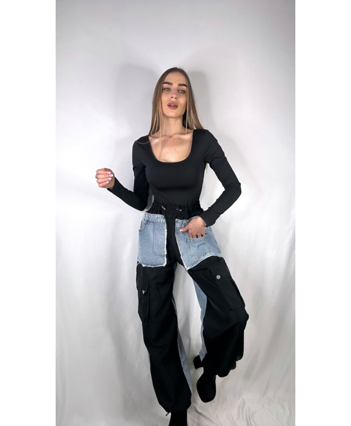 PANTALÓN COMBINADO NEGRO