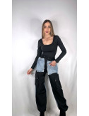 PANTALÓN COMBINADO NEGRO
