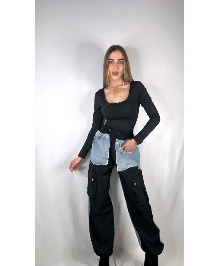 PANTALÓN COMBINADO NEGRO