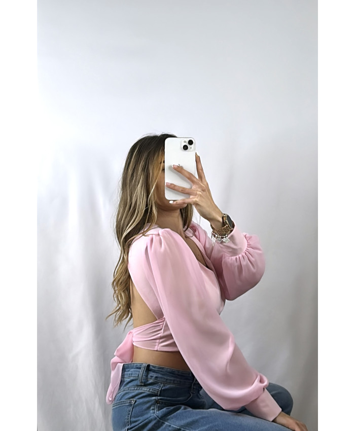 TOP LAZO ROSA