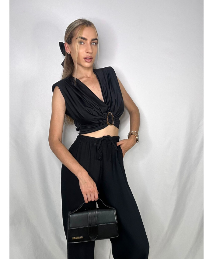 PANTALÓN FLUIDO LINO NEGRO