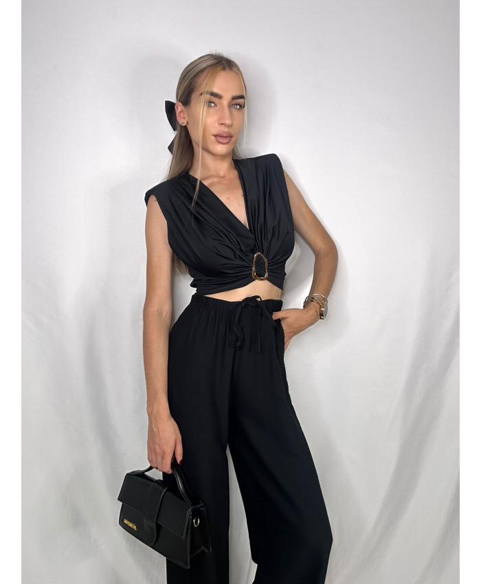 PANTALÓN FLUIDO LINO NEGRO