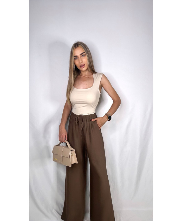 PANTALÓN FLUIDO LINO MARRÓN