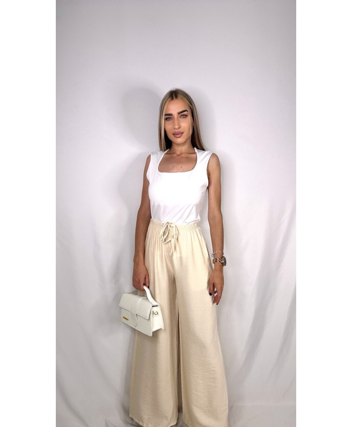 PANTALÓN FLUIDO LINO BEIGE
